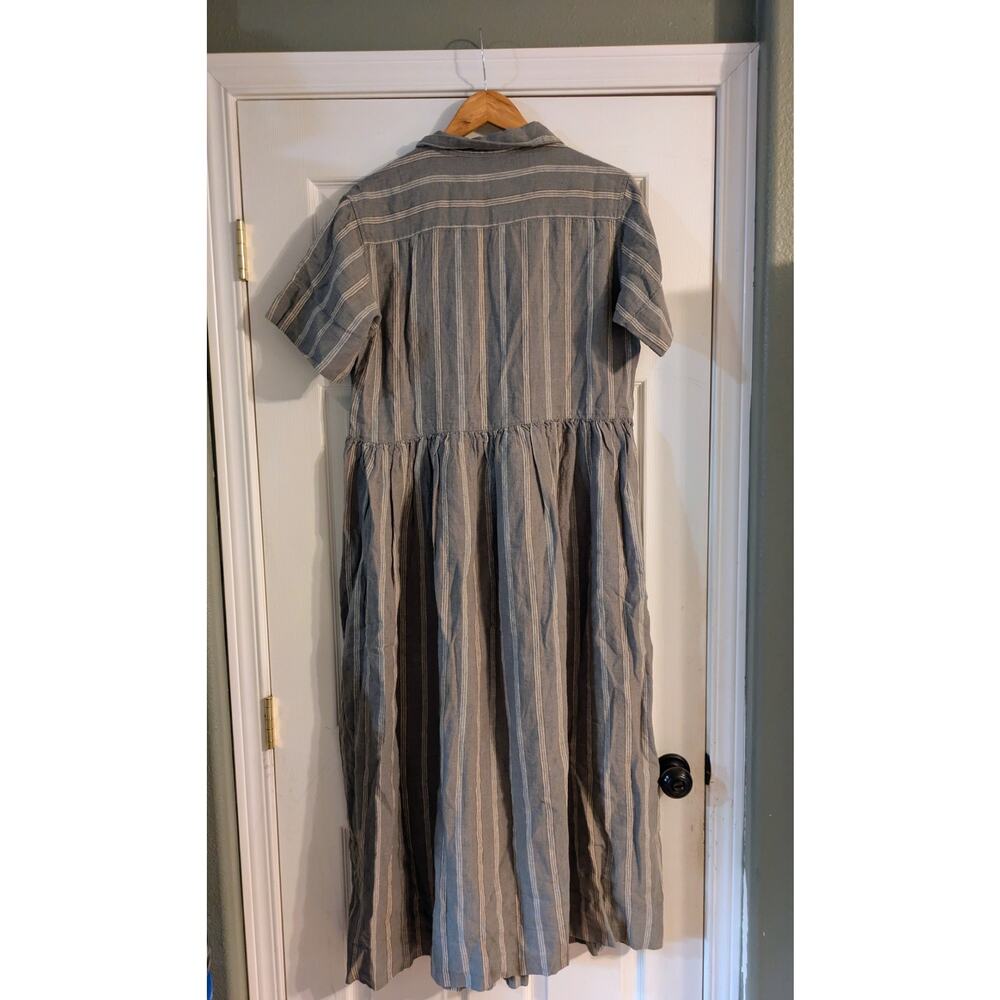 MATE The Label Organic Linen Shirt Dress Oversized Medium NWT Maxi Stripe - Picture 4 of 6